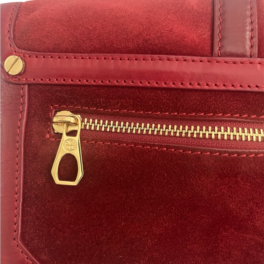Tory Burch “Vivian” Wristlet / Clutch in Red Leather & Suede - c 2010’s - Picture 3 of 6
